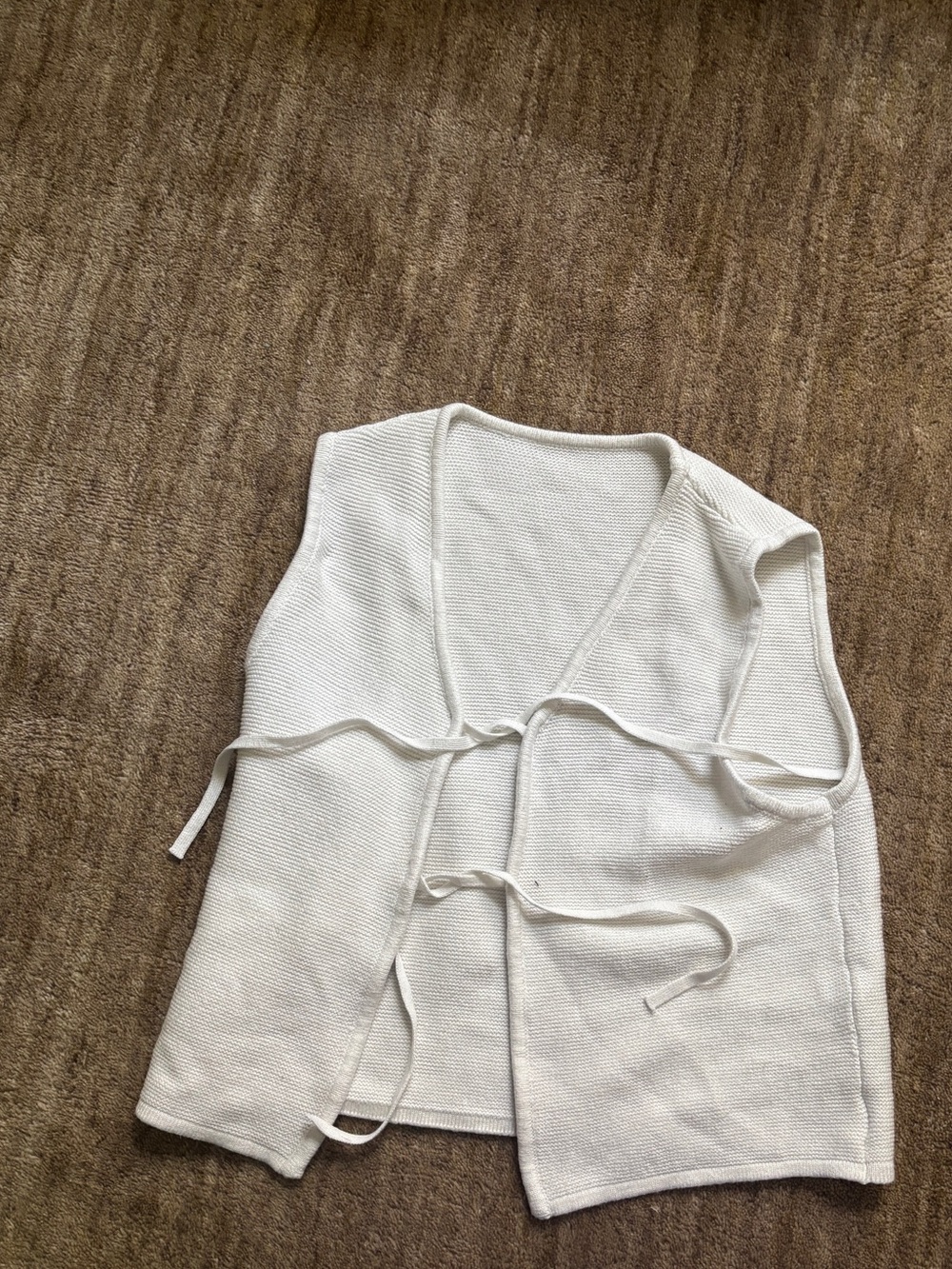 White Knit Tie-Front Vest